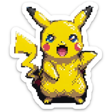 surprised shocked Pikachu with open mouth sticker
