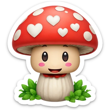 Smiling mushroom with a broken heart emoji next to it sticker