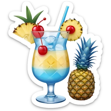 Blue Hawaiian mocktail pineapple cherry garnish  sticker