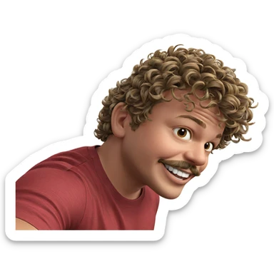 smiling boy with mustache sticker