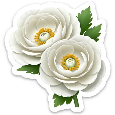Two plain white Ranunculus flowers sticker