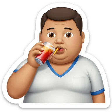 Obese Latino man drinking soda  sticker