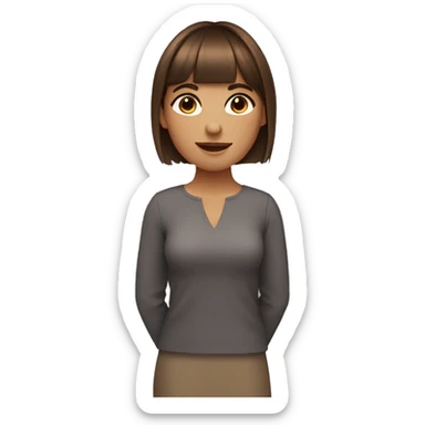 woman with short brown hair and bangs with hazel eyes sticker