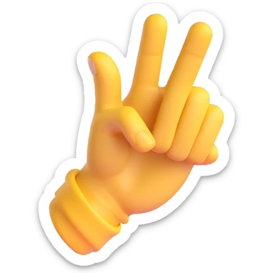 fist with thumb, middle finger and index finger intertwined, 3D emoji style sticker