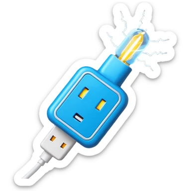 stylized power plug with electric sparks sticker