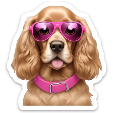 English cocker spaniel with pink sunglasses sticker