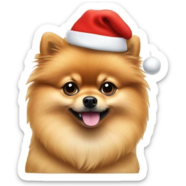 Tan Pomeranian with Santa hat sticker