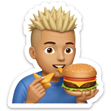 fast-food lover man  with spiky hair mohawk  sticker