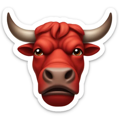 Red anthropomorphic brutal bull sticker