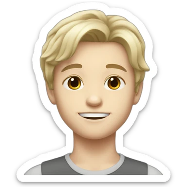 A young, white-skinned boy with soft, medium-length hair sticker