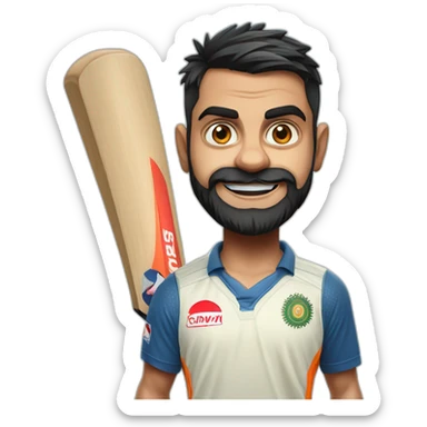 Virat kohli with cricket bat sticker