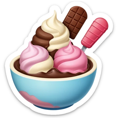 Neapolitan ice cream scoops in a bowl sticker