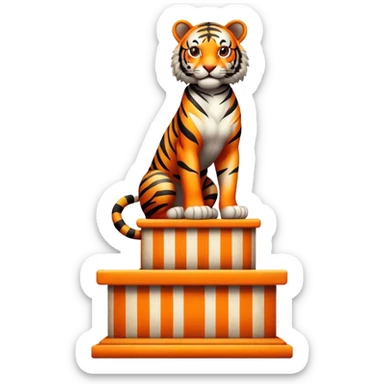 Vintage circus tiger on podium sticker