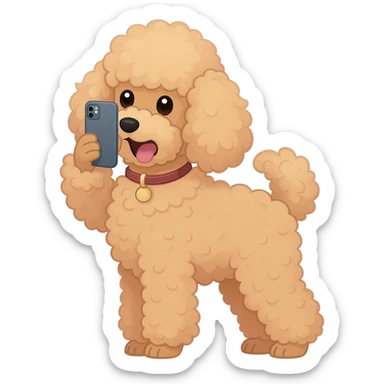 poodle dog taking itself photo sticker