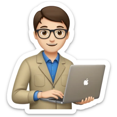 a programmer happy with a microsoft laptop sticker