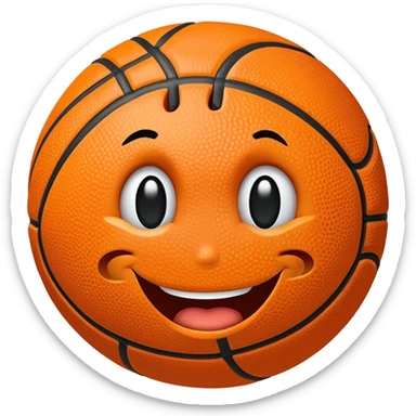 A basketball with a cheeky winking face sticker