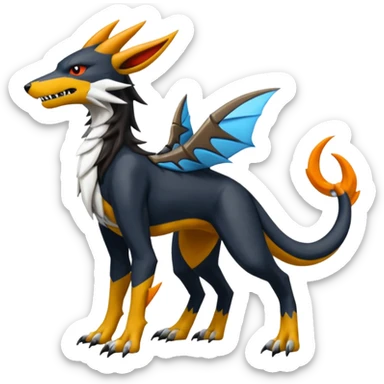 4-legged digitigrade landhai-gremz-wickerbeast-vernid-sergal-sharpedo-houndoom-hybrid-fusion-creature, full body sticker
