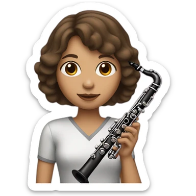 Girl with brunette Bob Hair Style play clarinet  sticker