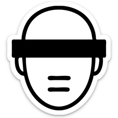 minimalist face with a black censor bar over the eyes, simple design, neutral expression, minimal style, clean lines sticker