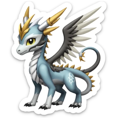 Meloetta-Wargreymon-Dutch-Angel-Dragon-Silvally-Kyurem-Trico-Pokémon-Digimon-Fakémon-fusion-hybrid-creature sticker