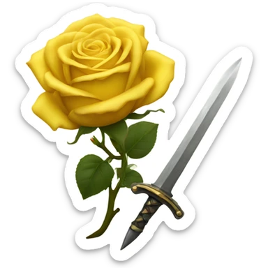 yellow roses with dagger sticker