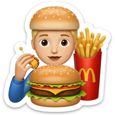 A ultra yummy Big Mac add a person eating it sticker