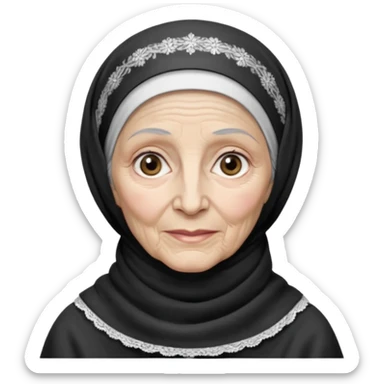 orthodox jewish woman with tichel kercheif circa. 1890 make into greyscale elderly sticker