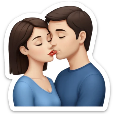 White Man with short dark hair kissing white woman with Brown hair sticker