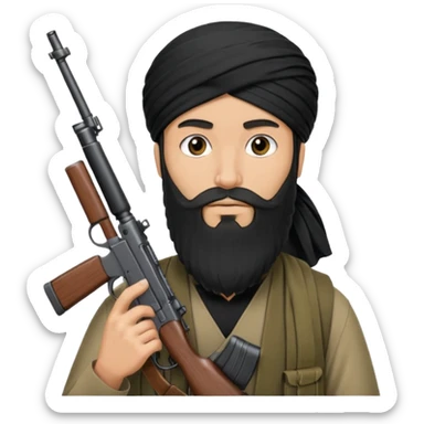 Taliban with gun one piece sticker