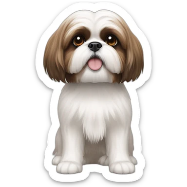 White and brown shih tzu sticker