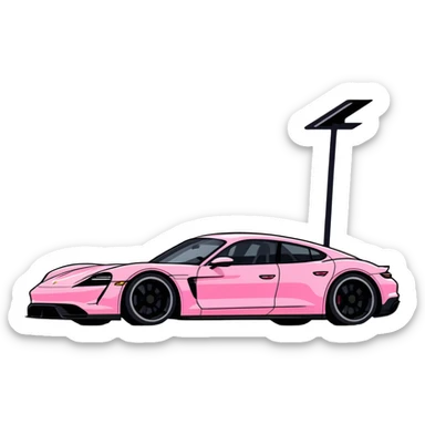 pink porsche taycan electric sports car sticker