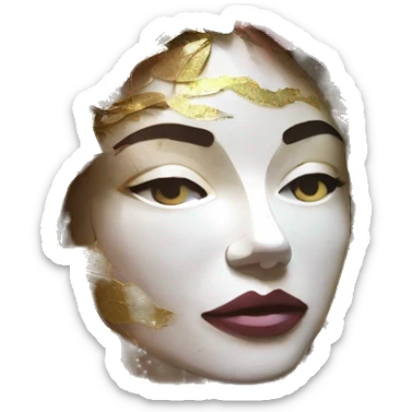  Hemp 420 lady face melting gold drizzle kintsugi multicoloured funky alm leaves tropical made of 420 origami newspaper roses hemp leaves lantern fairy lights paper and hemp leaves in hair sticker