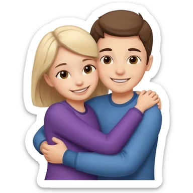 Boy and girl hugging each other in love sticker
