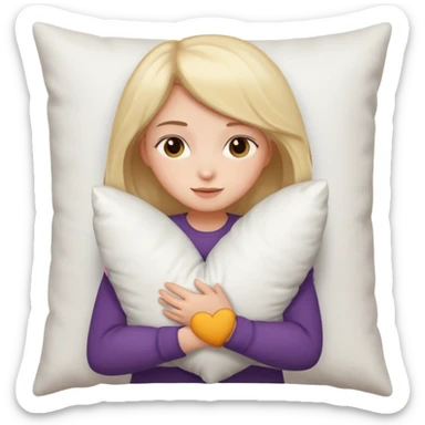 Girl hugging pillow sticker