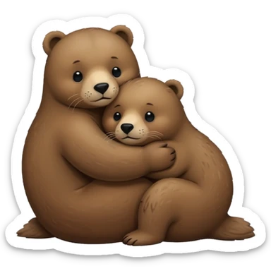 small seal hugging a brown bear sticker