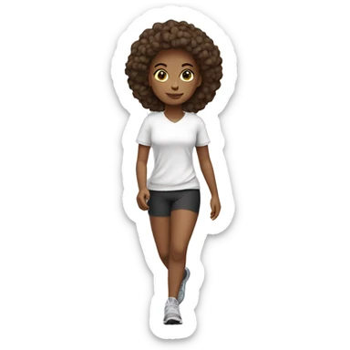 Girl taking a walk motivated in a sport outfit- white sticker