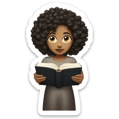 lightskin girl with dark curly hair reading a bible  sticker