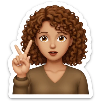 Brown curly hair woman with finger up in disgust sticker