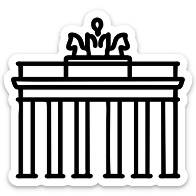 Brandenburg Gate icon, gray outline, minimalist style, Germany sticker