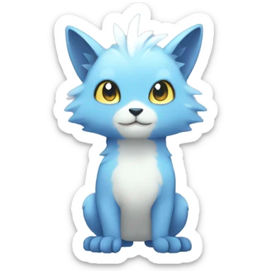Cute cool white blue animal hybrid Fakemon full body sticker