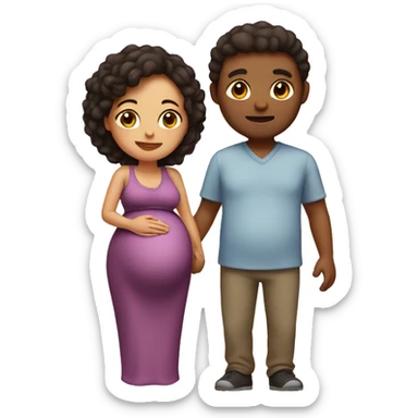 A pregnant woman with her husband  sticker