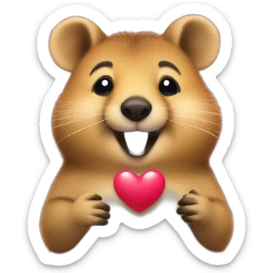 Happy Quokka with big heart sticker