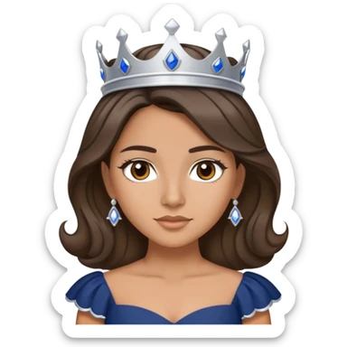 latina with navy quince dress and silver crown brunette hair and carmel highlights  sticker