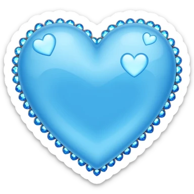 sky blue heart with bling effect sticker