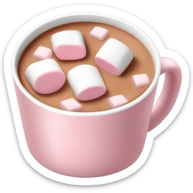 Light Pink mug of hot chocolate with marshmallows  sticker