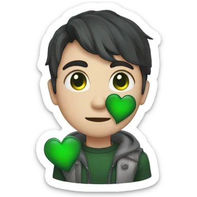 Dark saga green heart sticker