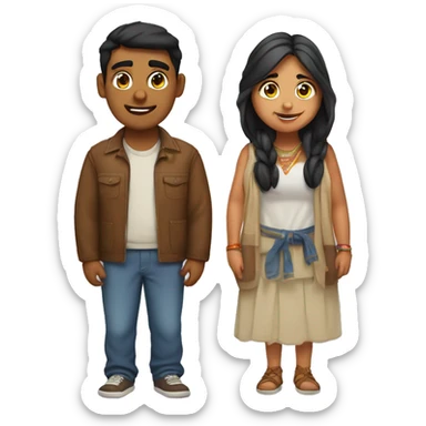 chubby indian teen guy and  an american  guy couple sticker