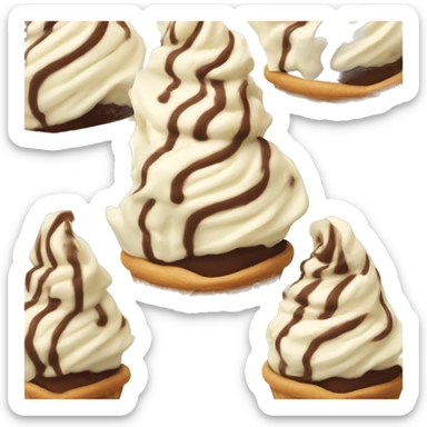 Chocolate and vanilla swirl soft serve on a cone sticker