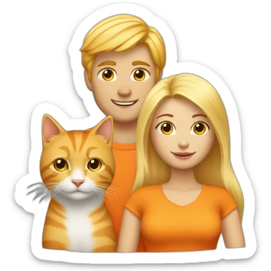 blond-hair-girl-and-blond-hair-man-and-orange-cat sticker