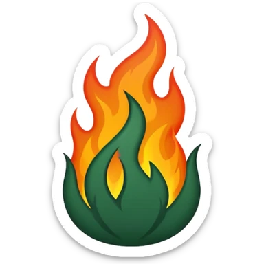 minimalist fire, only dark green color, no details, no color variety sticker